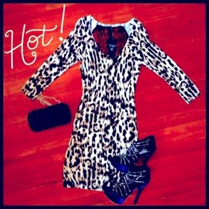 Sexy Guess leopard cheetah print lace back dress